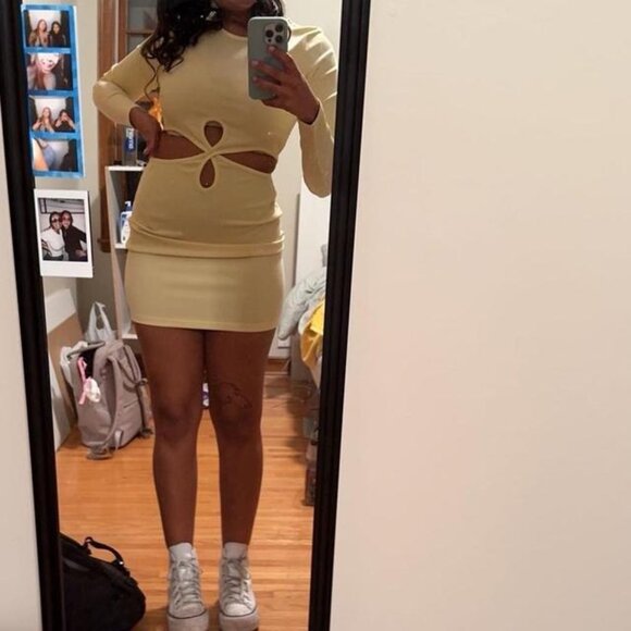 Princess Polly Women's Yellow and Cream Dresses - Picture 1 of 1